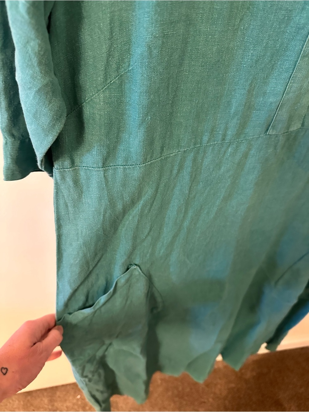 Teal 100% Linen Maxi Dress - Women’s medium - Lagenlook - Camille + Co. - Picture 3 of 12